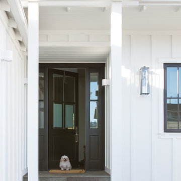 Modern Black Front Door with Board-and-Batten Entry