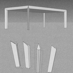 Metaphor | Long Conference/Meeting Table with Faceted Legs (Drawing) - Desks And Hutches