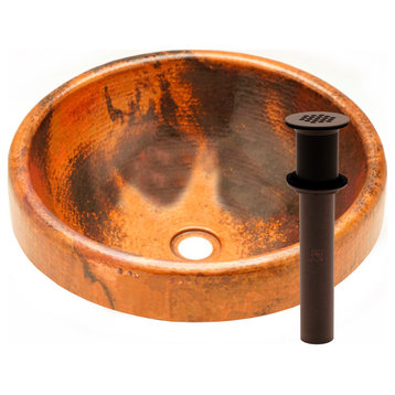 Granada Copper Bathroom Sink and Strainer Drain, Natural