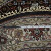 Black Round Tabriz Mahi Handmade Oriental Rug Wool and Silk, 3'1"x3'1"