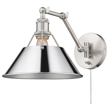Orwell 1-Light Articulating Wall Sconce, Pewter, Chrome Shade