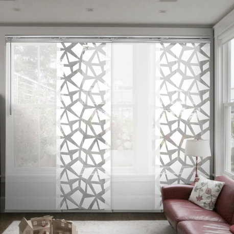 Scattered-Navajo White 4-Panel Track Extendable Vertical Blinds 94"Hx48-88"W