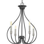 Progress Lighting - Whisp 4-Light Chandelier - An updated traditional family, Whisp adds distinction to interior spaces. Candles with brushed nickel accents complement a gracefully scrolled frame in a cool Graphite finish. Chandelier options, wall sconce and semi flush fixtures are in the family.