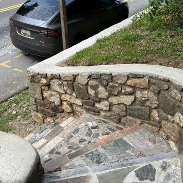 Rebuild of Antique 90+ Year Granite Retaining Walls & Walkway in Chevy Chase MD