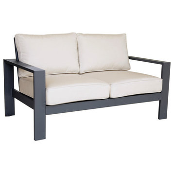 Finley Loveseat With Cushion, Powdered Pewter/Cast Silver