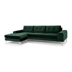 Colyn Sectional Sofa in Emerald Green and Brushed Stainless - Reversible Chaise