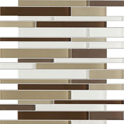 Brown Glossy and White Matte Glass Mosaic Tiles - Home Accessories & Decor