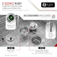 STYLISH 32''L x 18''W Undermount Single Bowl 16G Stainless Steel Kitchen Sink
