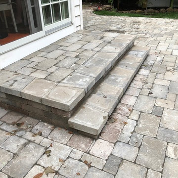 Unilock Brussels Patio, Steps & Landing ft. Unilock Sunset Round Firepit Install