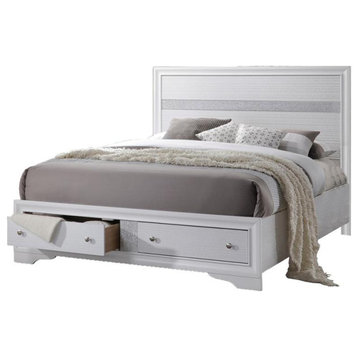 Chic White 6 Piece Bedroom Set with Queen Size Platform Bed