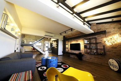 Inspiration for an industrial living room remodel in Singapore