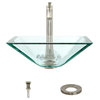 603 Colored Glass Vessel Sink, Crystal, 726 Vessel Faucet, Brushed Nickel