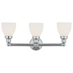 Livex Lighting - Livex Lighting 1023-05 Classic - Three Light Bath Bar - Shade Included: YesClassic Three Light  Chrome Satin Opal Wh *UL Approved: YES Energy Star Qualified: n/a ADA Certified: n/a  *Number of Lights: Lamp: 3-*Wattage:100w Medium Base bulb(s) *Bulb Included:No *Bulb Type:Medium Base *Finish Type:Chrome