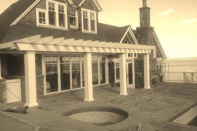 Beach style home design photo in Providence