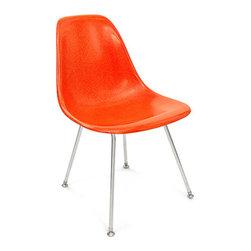 Fiberglass Shell Chair, Side Shell H Base, Orange - Dining Chairs