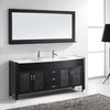 Virtu Ava 71" Double Bathroom Vanity, Espresso, Brushed Nickel Faucet, Mirror