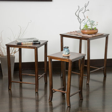 Traditional Living Room Space w/ Madison Mahogany Wood Nesting Table