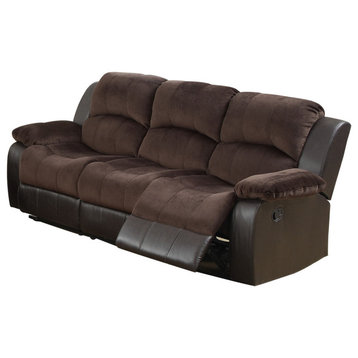 Padded Suede Upholstered Motion Sofa, Chocolate