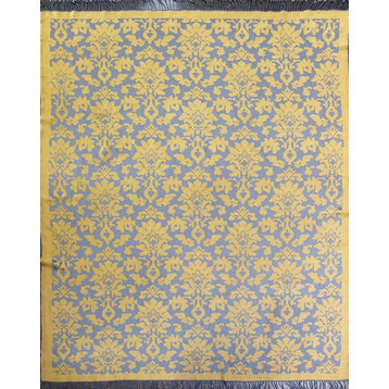 Wool and Cotton Damask Throw, Yellow