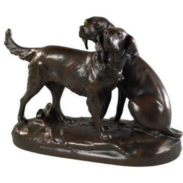 Sculpture Statue Two Dogs Hunting Partners Mans Best Friend OK