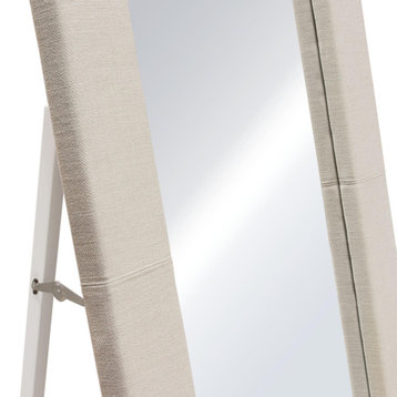 Luxe Free-Standing Mirror in Sand Linen Fabric by Diamond Sofa