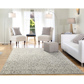 Quartz 27039-111 Area Rug, Ivory And Silver, 2'2"x7'7" Runner