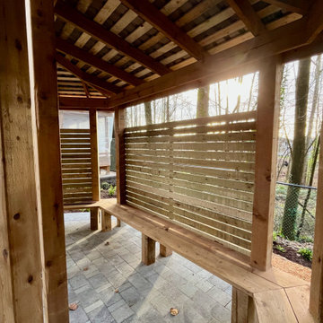 Covered space with bench seating