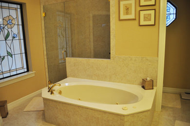 Bathroom - traditional beige tile ceramic tile bathroom idea in Dallas