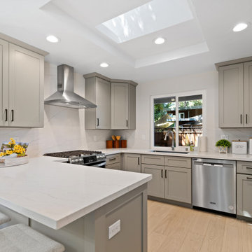Modern Greige RTA Kitchen Cabinets with Quartz Countertops | The Cabination