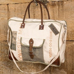 BARELY BLUE CANVAS TOTE WITH SUEDE CORNERS - Products
