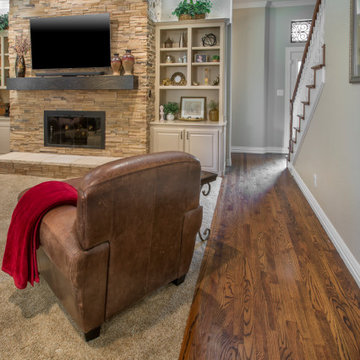 A Dated Fireplace Gets a Ledgestone Refresh