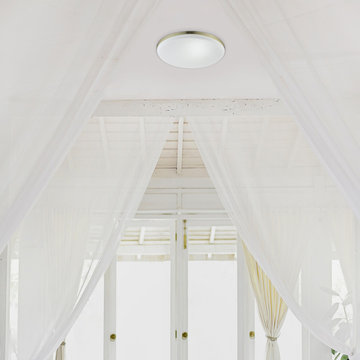 Slim Integrated LED Flush Mount Ceiling Light, Brass, Matte Finish, Frosted Shad