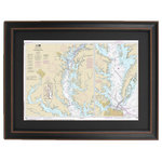 Framed Nautical Maps - Poster Size Framed Nautical Chart, Chesapeake Bay - This poster size Framed Nautical Map covers the waters of the Chesapeake Bay. The Framed Nautical Chart is the official NOAA Nautical Chart detailing these beautiful waterways.