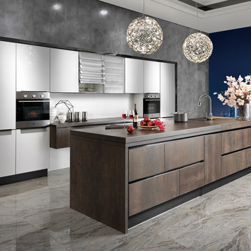 Stately Spain Sintered Rock And Acrylic Kitchen Cabinet OP14-068