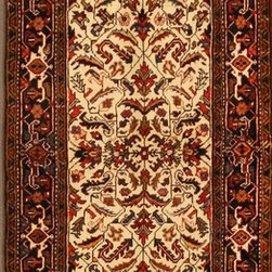 Persian Heris runner 3'1 X 12' - Area Rugs