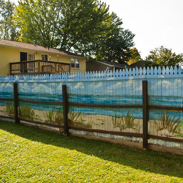 Beach Scene Mural on Fence