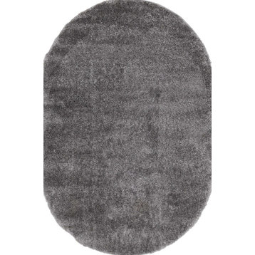 Taylor Collection Plush Gray Shag Area Rug, 3'11"x5'11"
