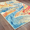 Jillian Bold Abstract Waves Stone and Multi Area Rug, 5'3"x7'6"