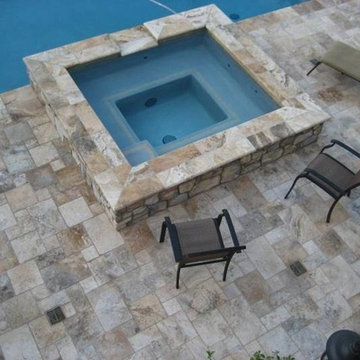 Scabos Travertine French Pattern Pool Decks