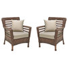Modern Concept Faux Sea Grass Resin Rattan Patio Chairs Set, Set of 2 Armchairs