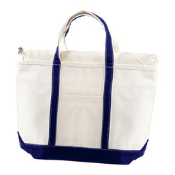 Medium Cotton Heavy Duty Canvas With Navy Finish Boat Tote Bag - Storage And Organization