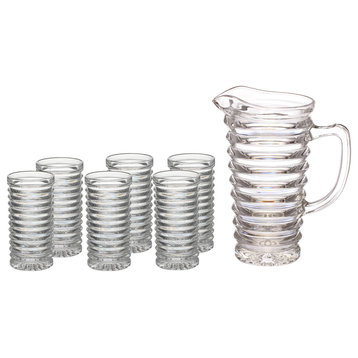 Lisel Cut Crystal Pitcher and 6 Glasses Set of 7