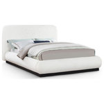 Meridian Furniture - Rigby Linen Textured Fabric Upholstered Bed, Cream, Queen, Black - Give your bedroom (and yourself) the royal treatment with this Rigby cream linen textured fabric queen bed. Wrapped in rich linen textured fabric, its black finish fluted base exudes sophistication. Fully slatted, it eliminates the need for a box spring, offering modern convenience. With an art deco design that blends elegance and functionality, this bed promises to be the centerpiece of luxurious comfort. Treat yourself to a restful retreat where style meets substance, creating a haven for relaxation and rejuvenation.