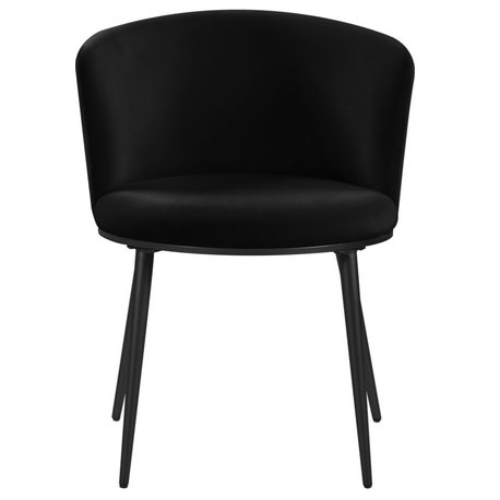 The Almar Dining Chair, Set of 2, Black Velvet, Matte Black Iron Legs