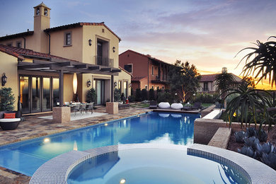 Photo of a large modern full sun backyard stone landscaping in Orange County.