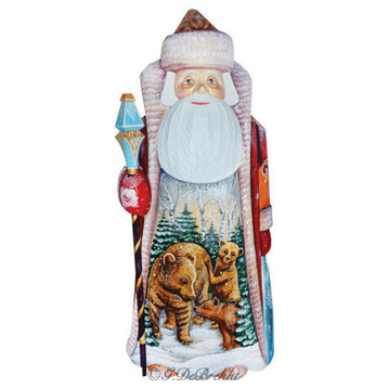 Waking Grizzlies Santa, Woodcarved Figurine