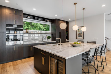 Example of an arts and crafts kitchen design in Seattle