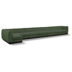 Meridian Furniture - Quinn Chenille Upholstered 8-Piece L-Shaped Modular Sectional, Green - The Quinn Modular Sectional is a stunning piece crafted in a rich and luxurious green chenille fabric. Its awe-inspiring design and exceptional quality make it a perfect addition to any space, whether it's a living room, bedroom, or office. The sectional's plush cushioning and sturdy frame provide both comfort and durability, ensuring that it will be a favorite for years to come. Whether you're looking for a statement piece or simply a comfortable seating option, the Quinn sectional is an excellent choice.