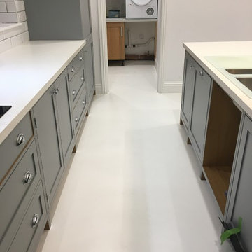 White Microcement Concrete Kitchen Floor in Staines