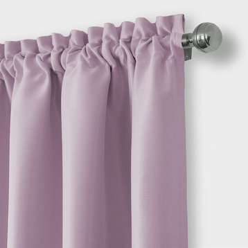 Adaline Faux-Silk Juvenile Room Darkening Rod-Pocket Curtain Panel, Lavender